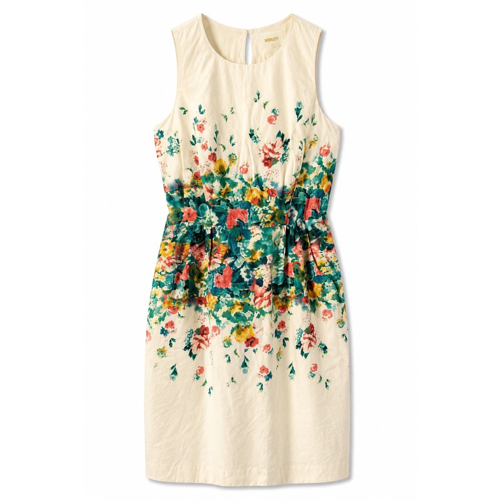 Anthropologie Maeve Floral Sheath Dress 6 Watercolor Sleeveless Garden Par